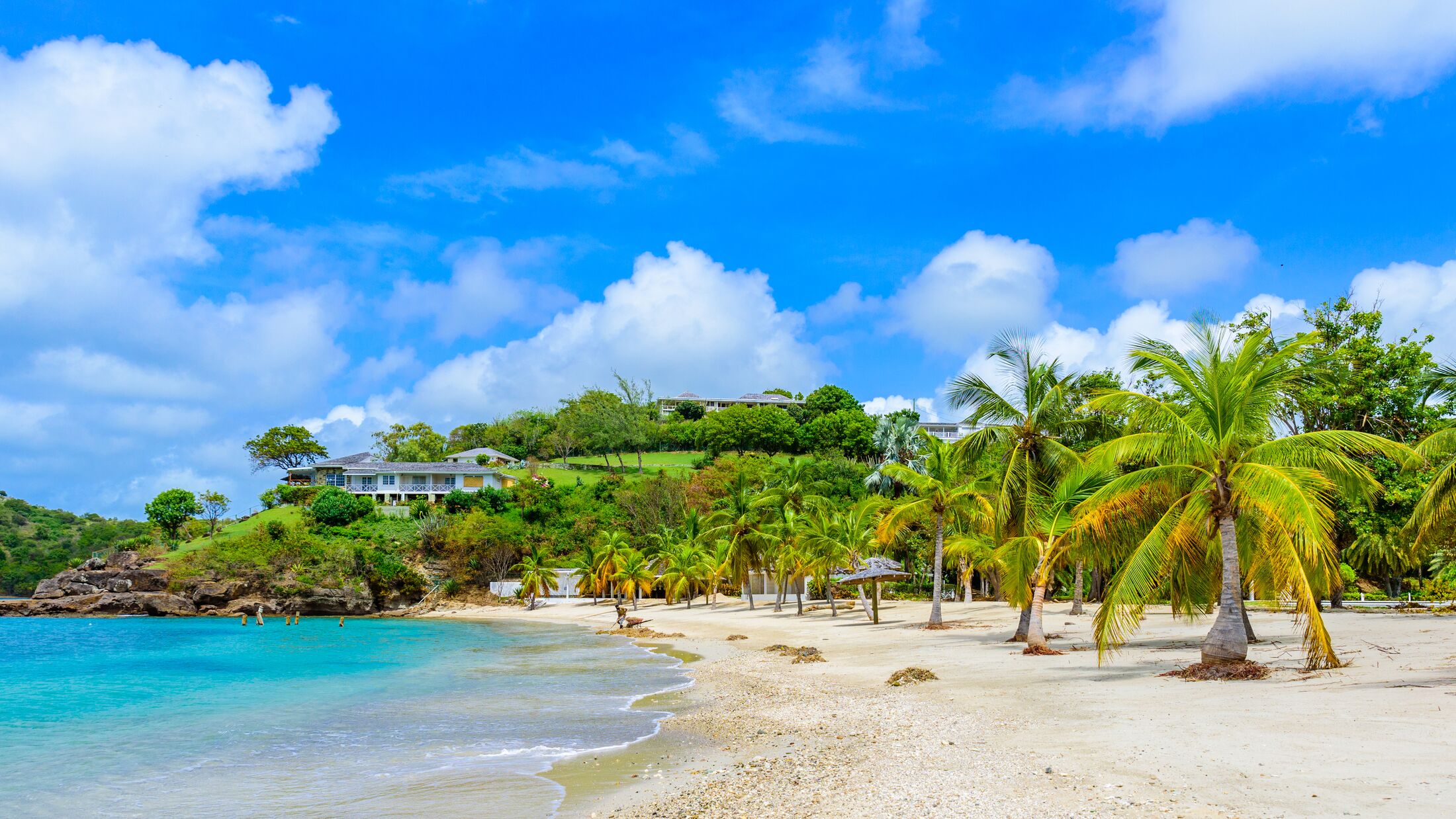 Galleon Beach on  Caribbean island Antigua, English Harbour, paradise bay at tropical island in the Caribbean Sea