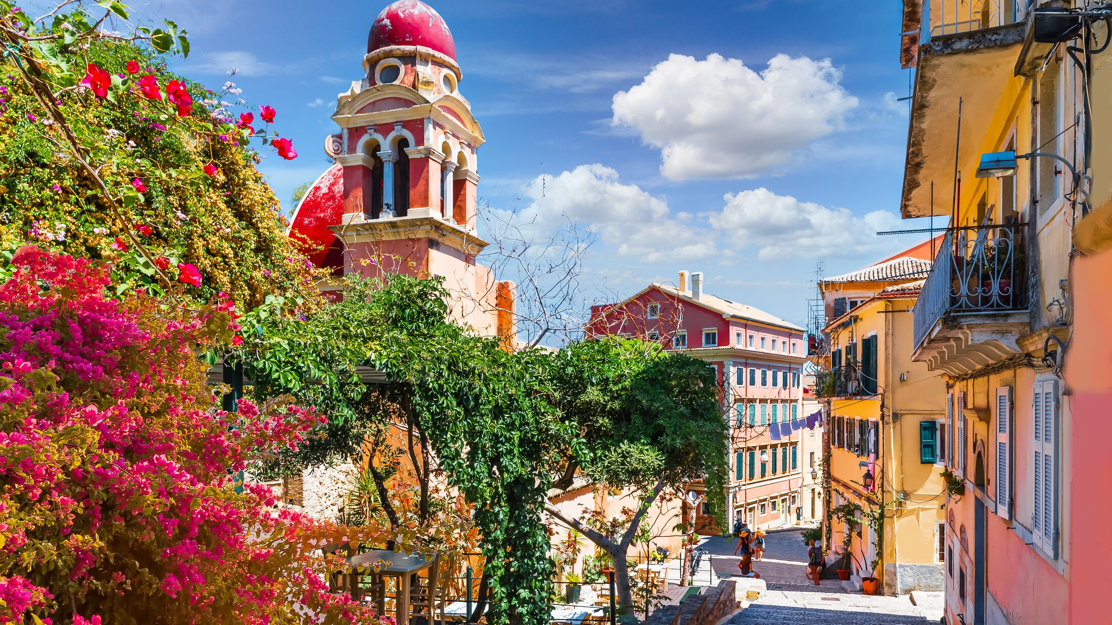 Old town landscape in Kerkyra, capital of  Corfu island, Greece