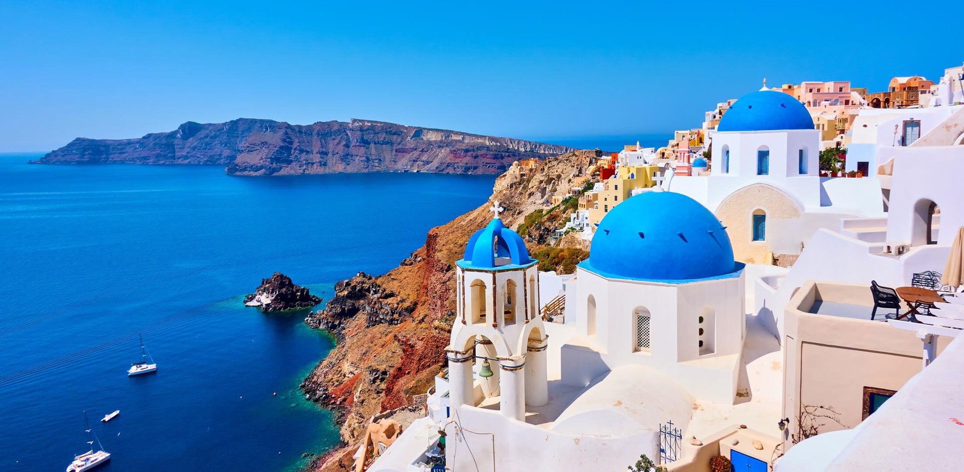 View of Oia town in Santorini island in Greece -- Greek landscape