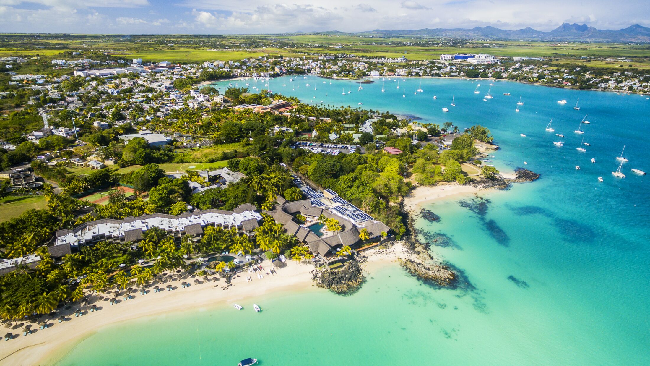 Aerial View of Merville Beach in Grand Baie, Mauritius