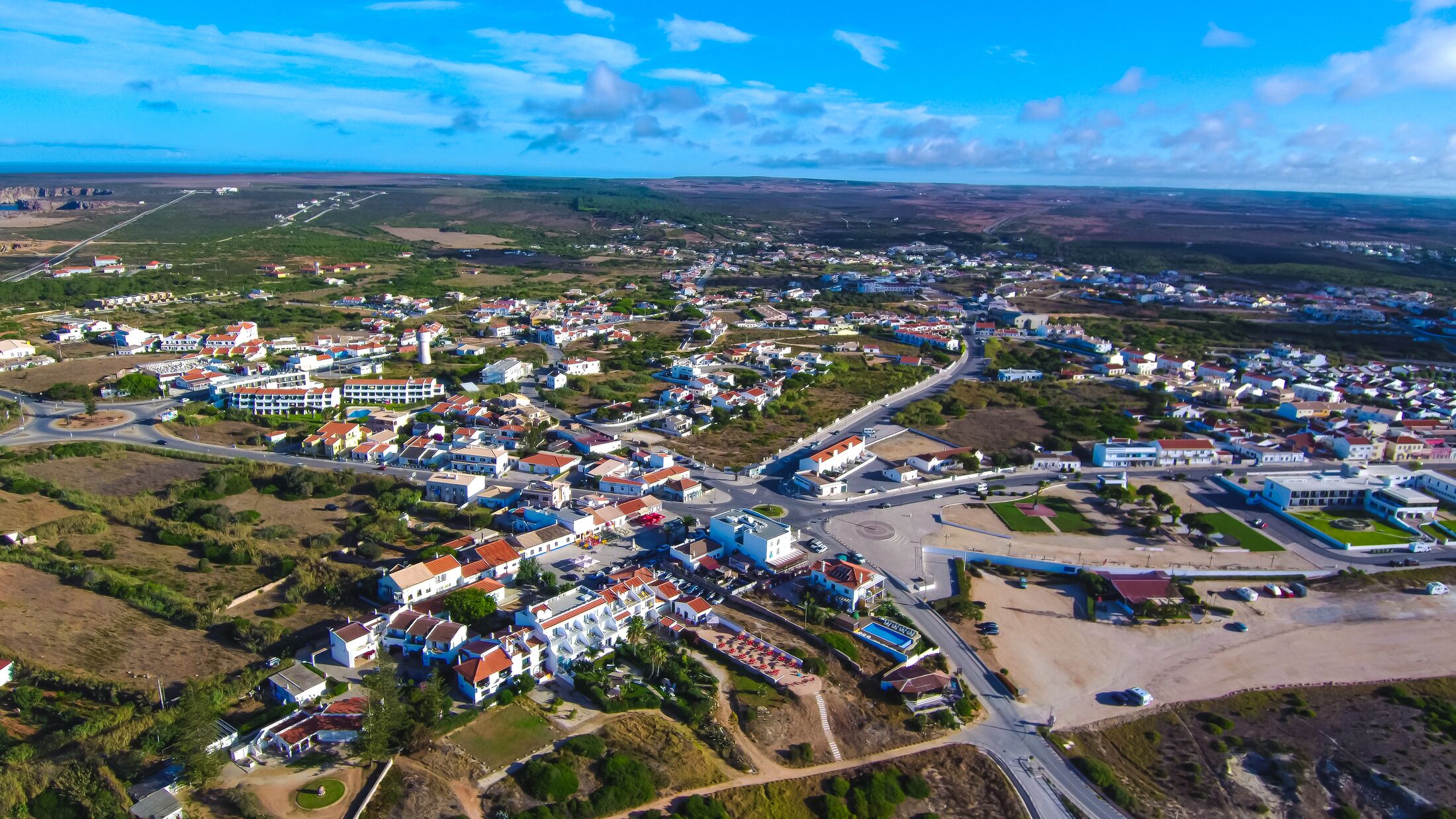An aerial view of Sagres, Algarve, Portugal