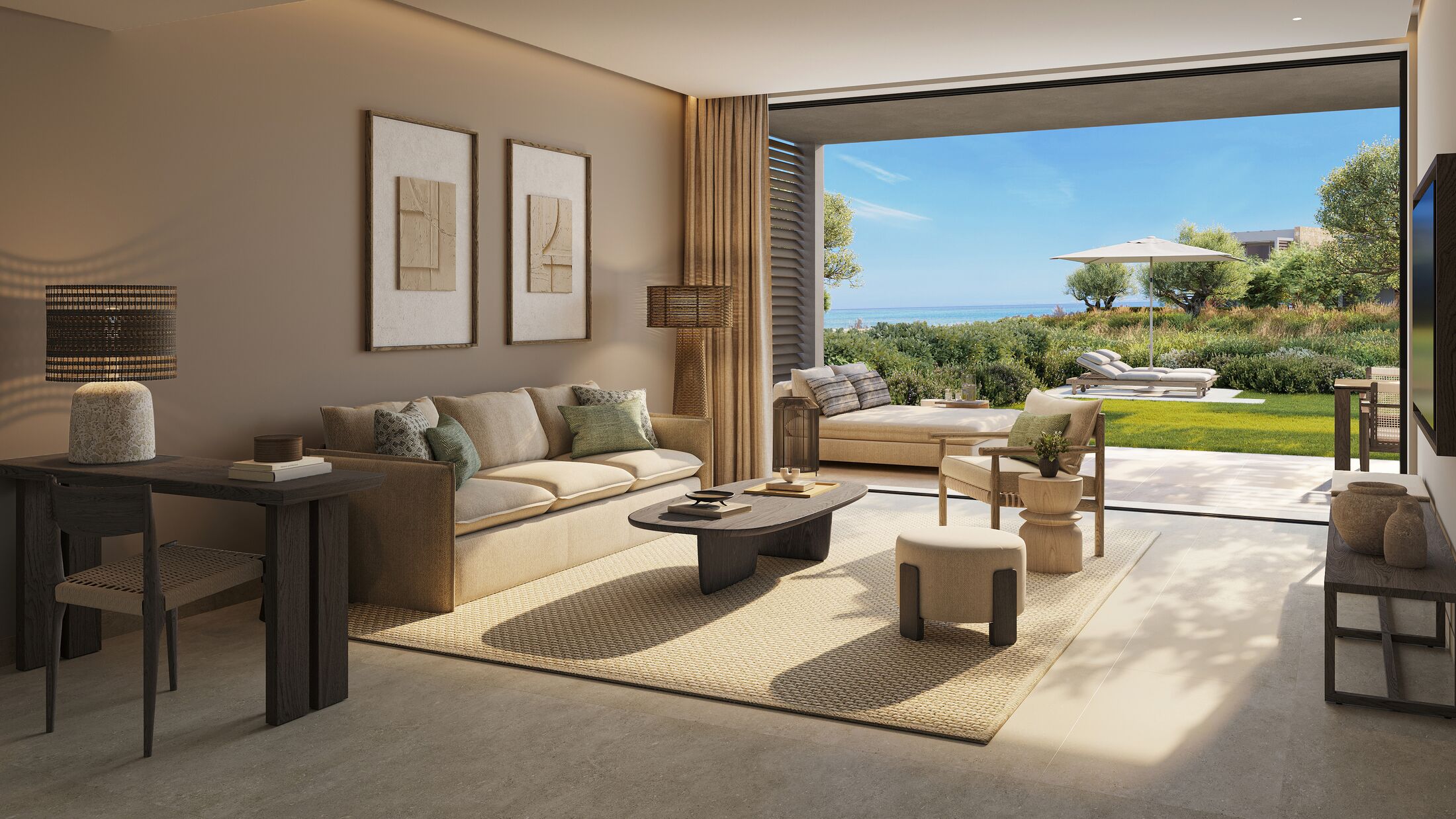 Deluxe One Bedroom Suite with Private Garden and Side Sea View