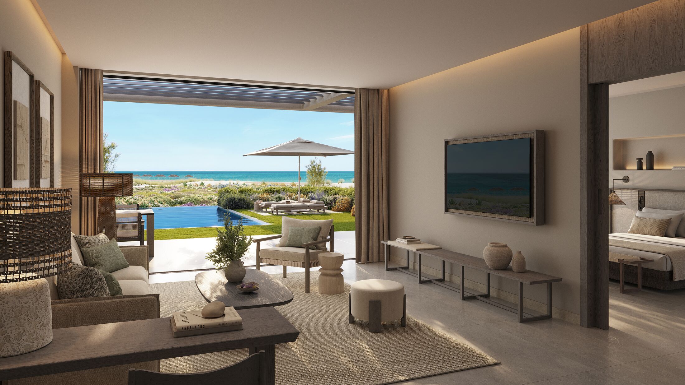 Deluxe Three Bedroom Suite with Private Pool and Side Sea View