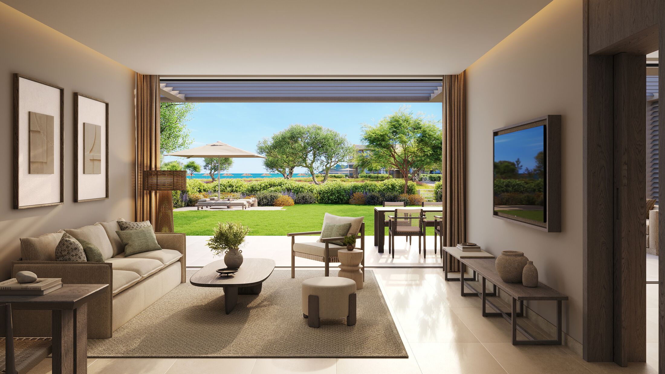 Deluxe Two Bedroom Suite with Private Garden and Side Sea View