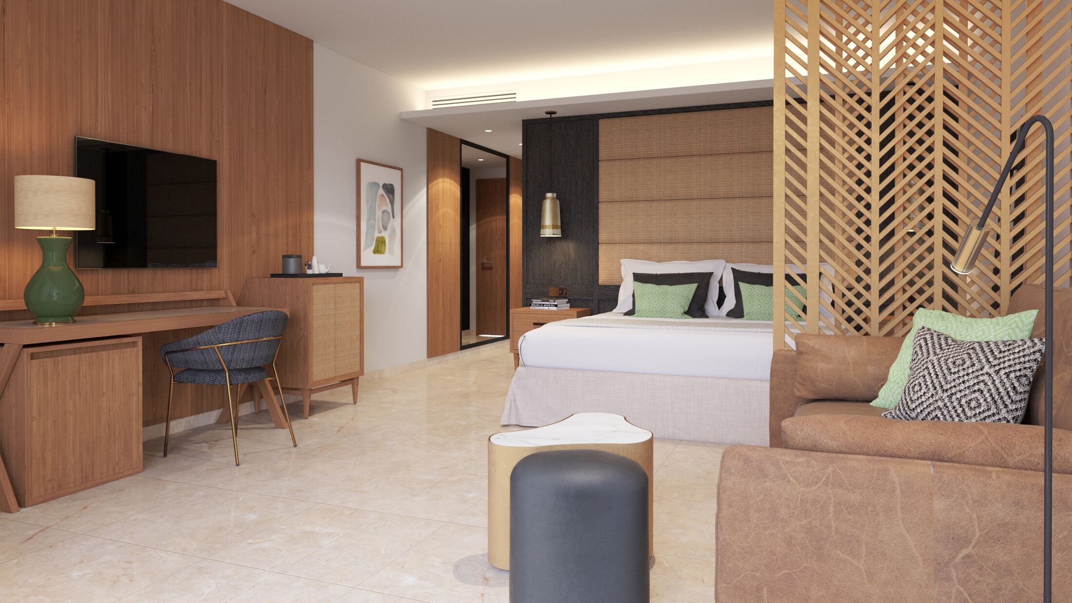 a living room filled with furniture and a fireplace