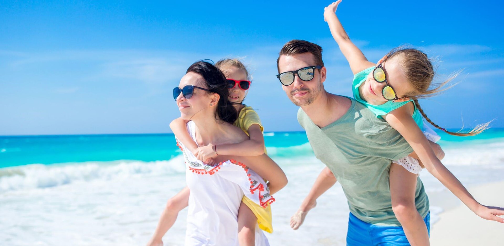 Young family on vacation have a lot of fun
