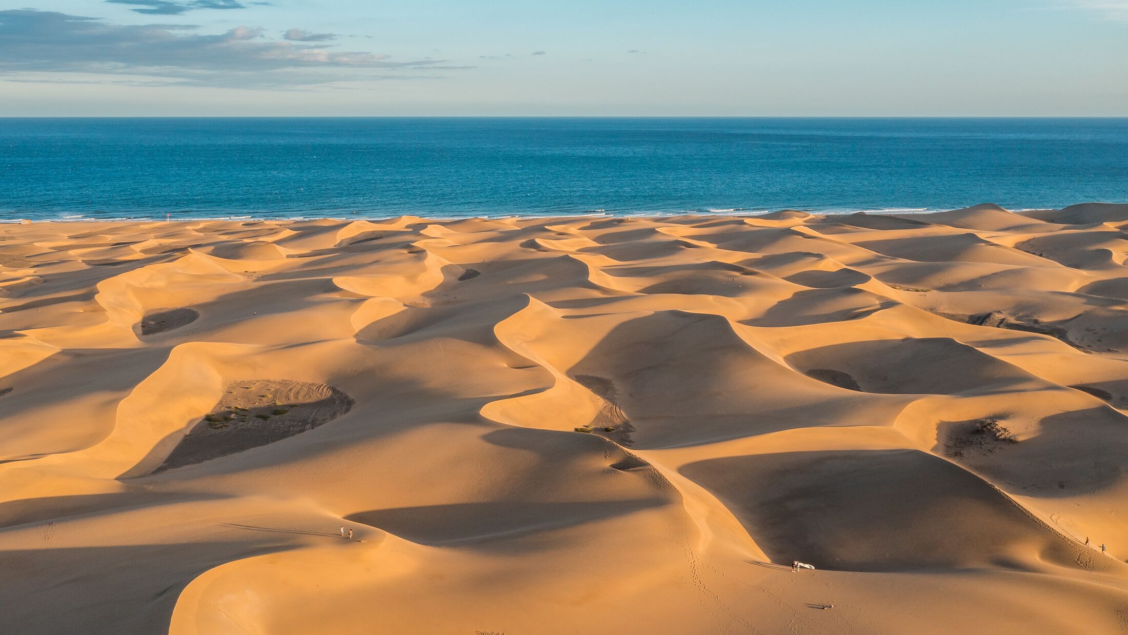 Aerial Maspalomas dunes view on Gran Canaria, Canary Islands, Spain