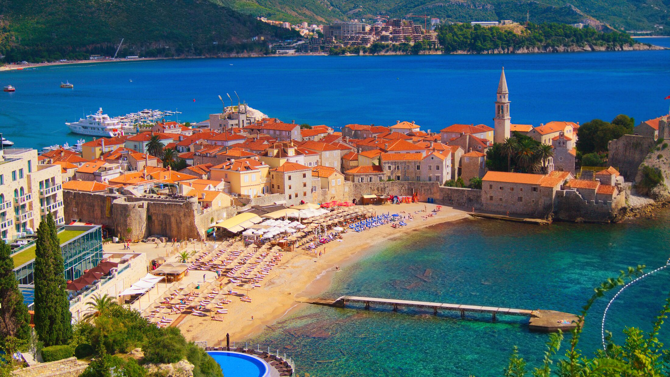Sew view to  the Old Town od Budva in Montenegro