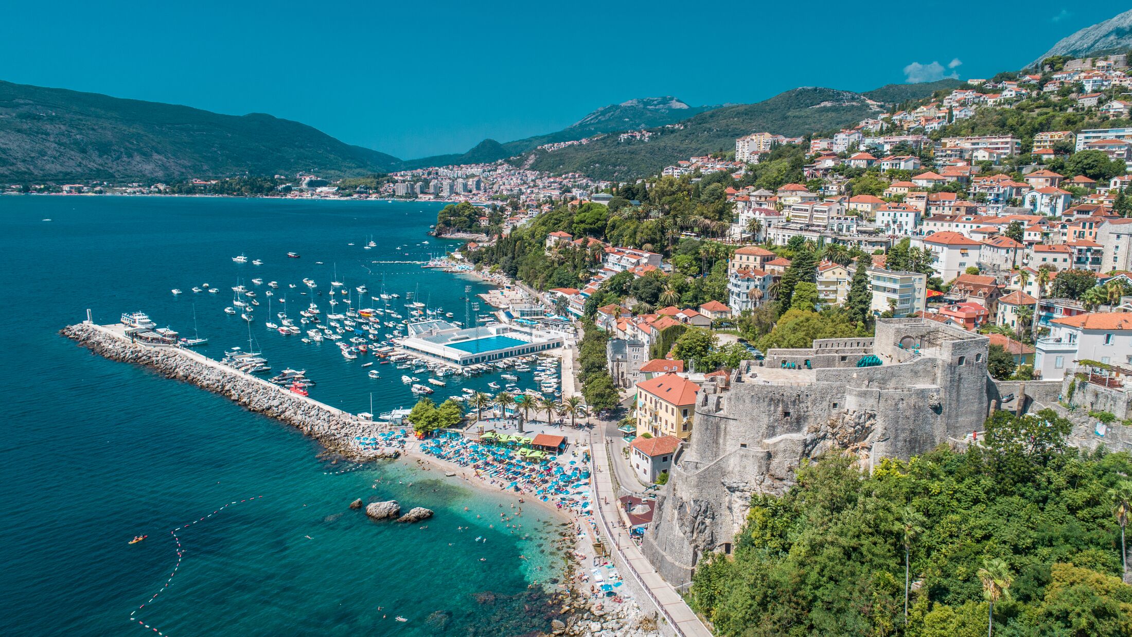 Herceg Novi, Montenegro aerial view on city