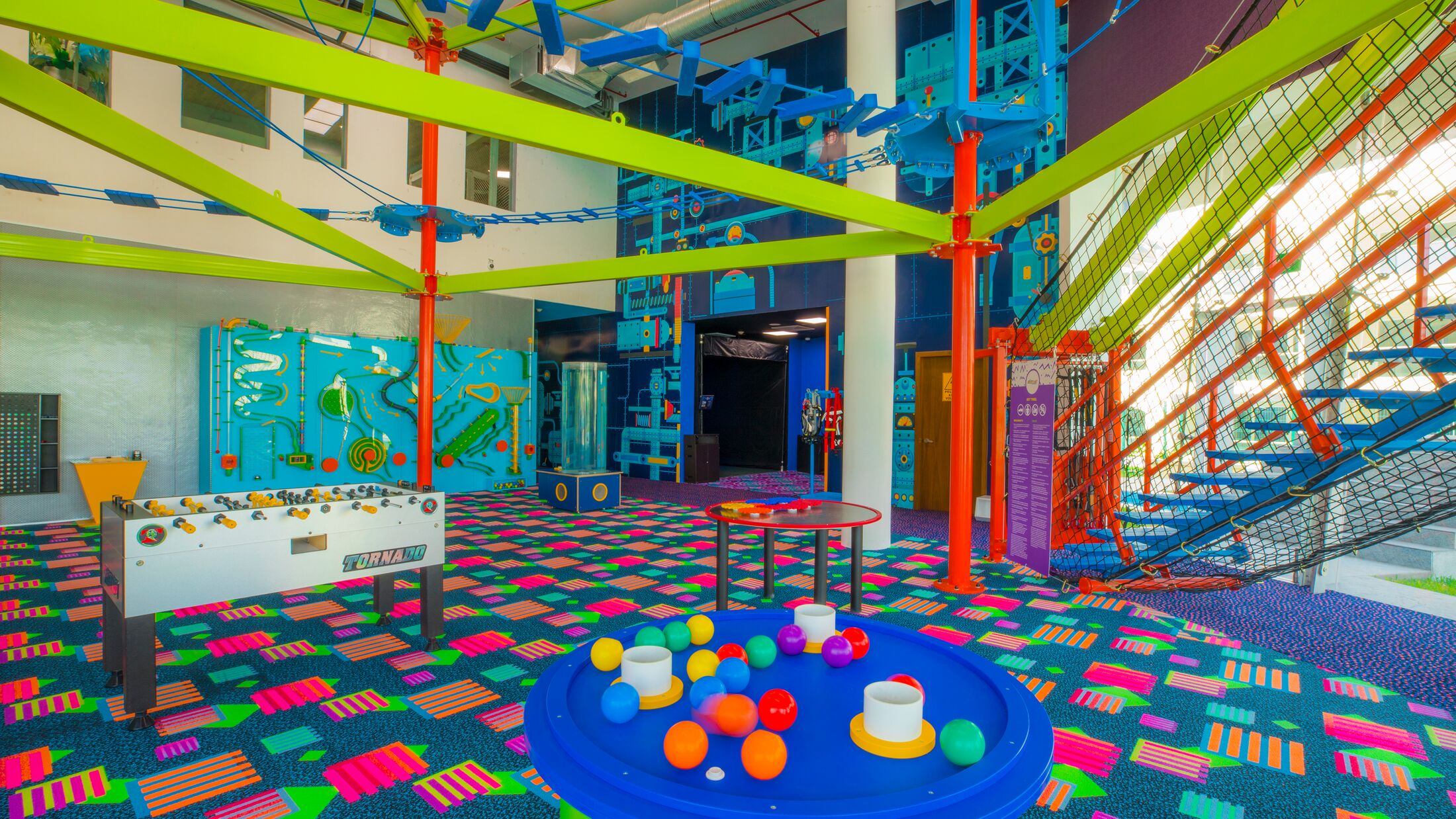 Playroom.Moon Palace The Grand Cancun, architecture, Playroom, Waterpark, Kids, Kid's, Children, Fusball Table, Zipline, Rope Course.Moon Palace The Grand Cancun Architecture