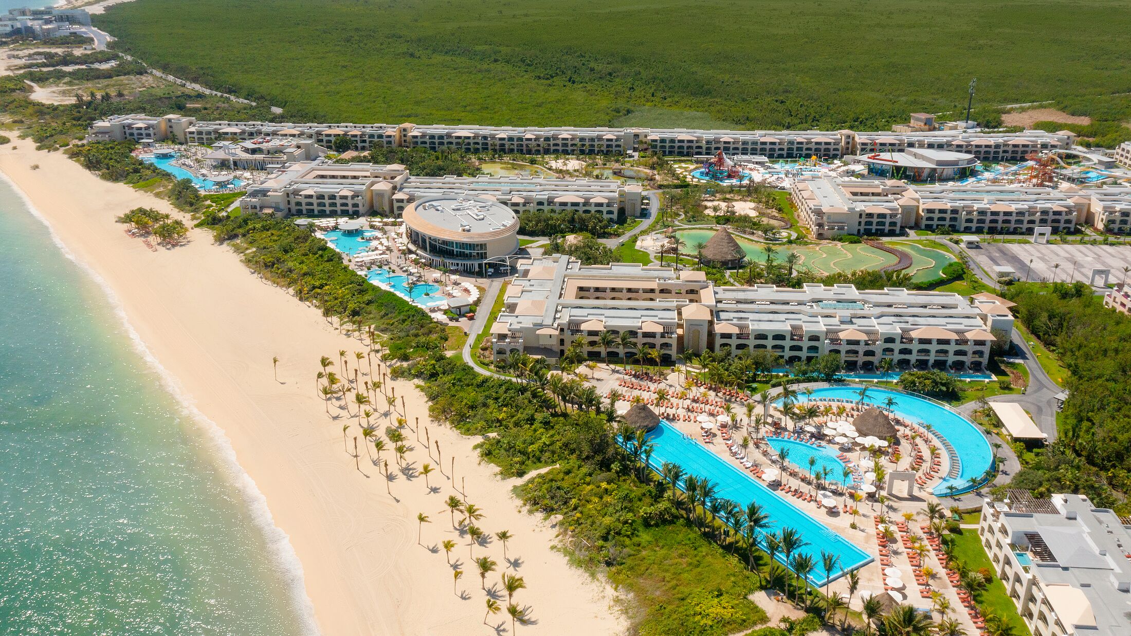 Moon Palace The Grand Cancun, architecture, Drone, Resort Aerial, Pools, Waterpark.Moon Palace The Grand Cancun Architecture